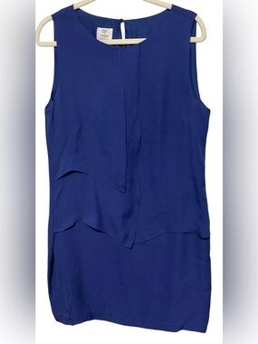 Suzi Chin for Maggy Boutique Blue Silk Layered Shift Dress Size 14
